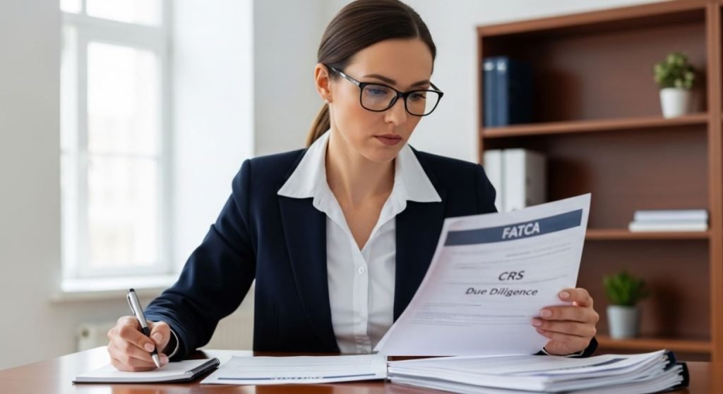 A compliance officer is checking FATCA documents